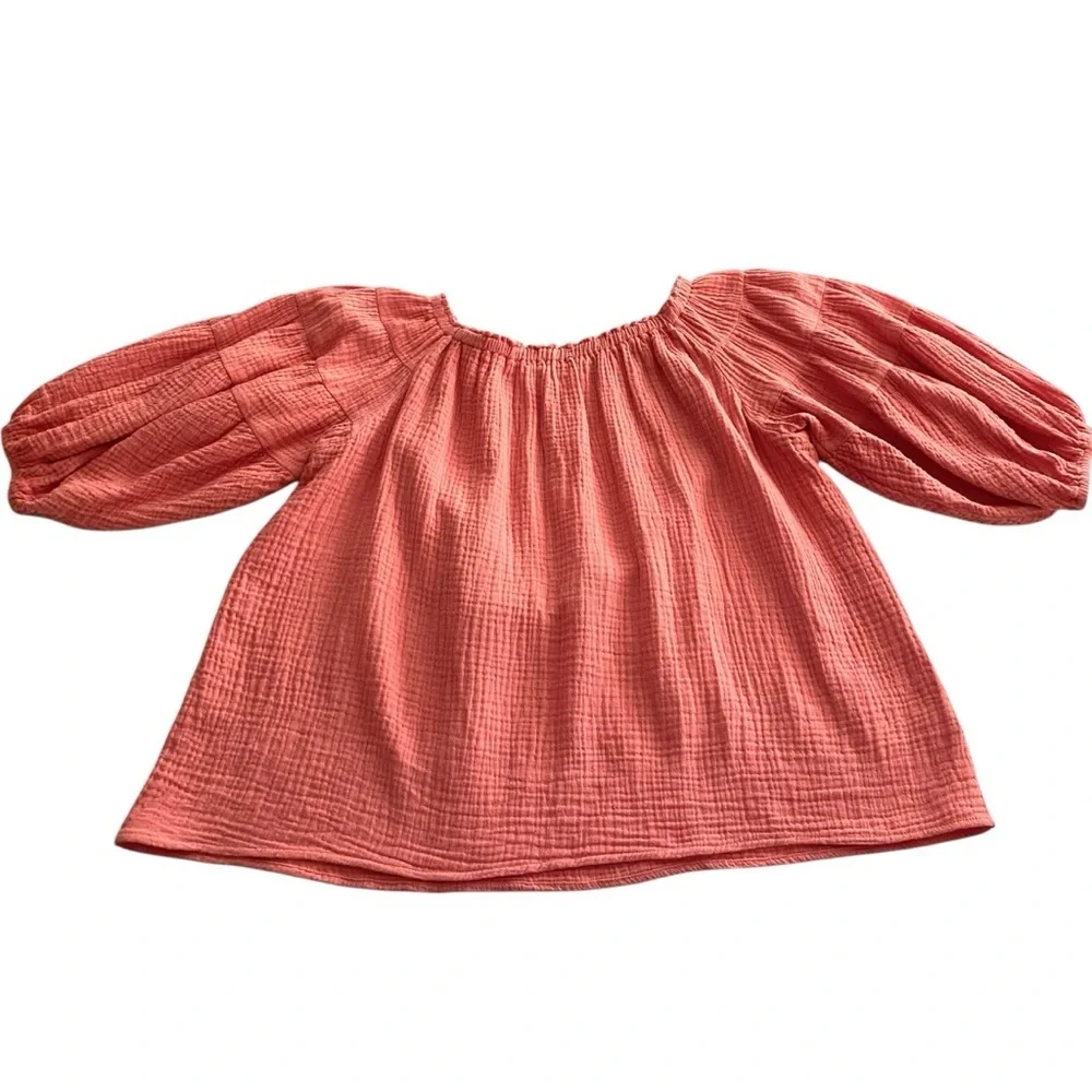 Before You Coral Cotton Top Size Medium Gauze Casual Off-Shoulder Summer Modest - Picture 4 of 12
